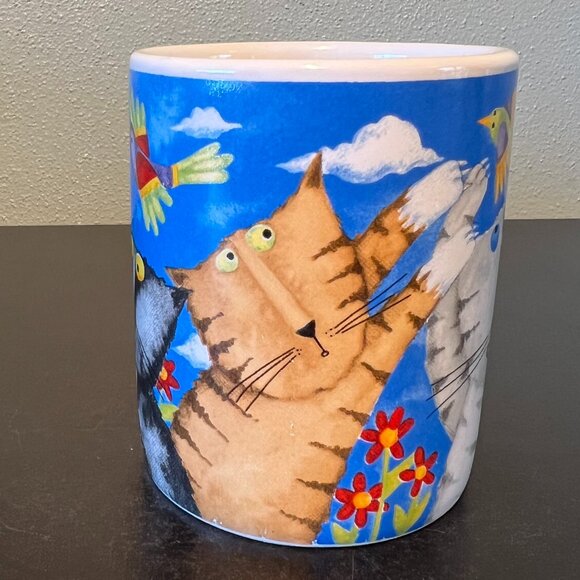 GIBSON Whimsical Artwork by Debi Hron of Cats, Birds & Flowers Ceramic Mug - Picture 4 of 13